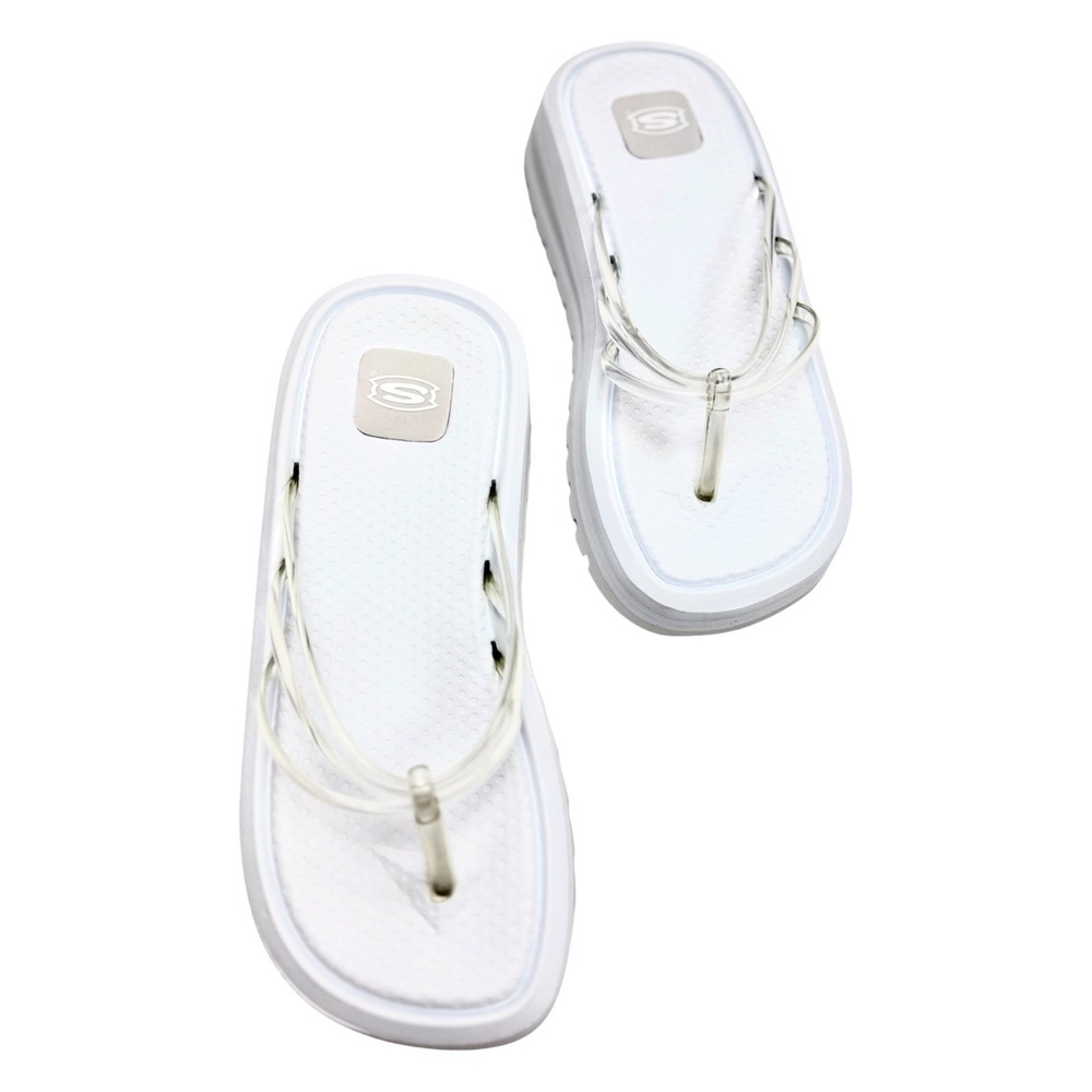 Skechers Y2K Platform Jelly Flip Flop Sandals Clear Transparent Straps Size 7